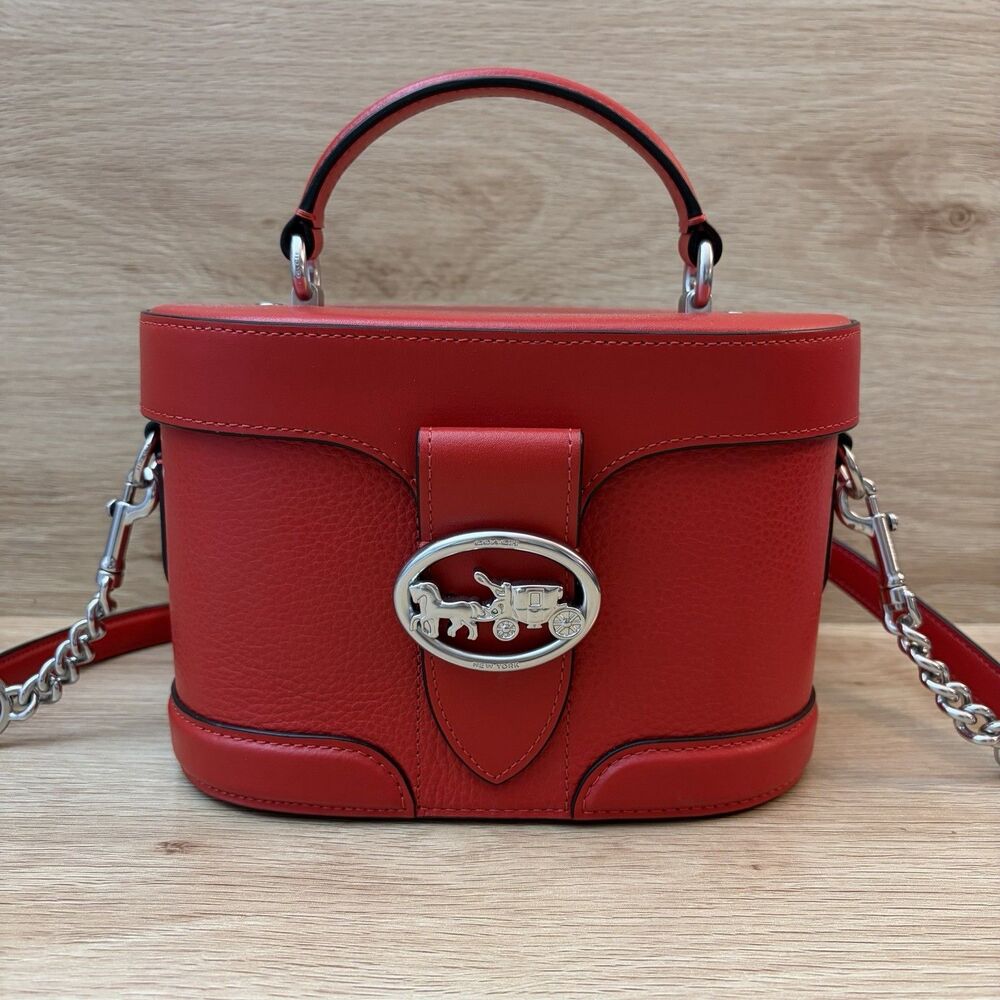 Coach Georgie Gem Red Crossbody Box Bag Handbag Leather Horse Carriage Logo